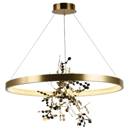 LED ljusreglerad ljuskrona på textilsladd LED/55W/230V 3000-6500K guld + fjärrkontroll