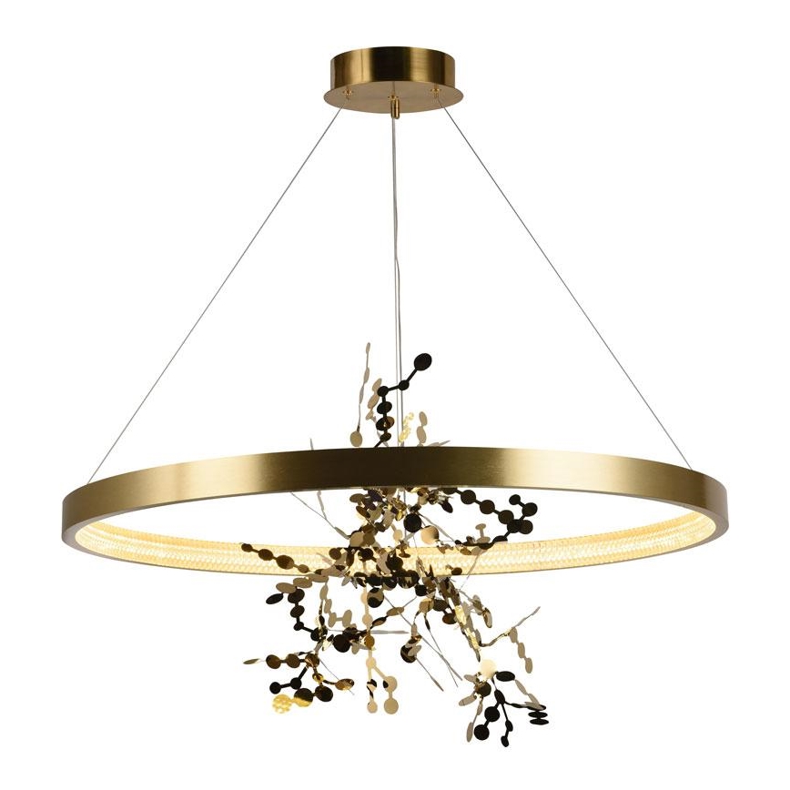 LED ljusreglerad ljuskrona på textilsladd LED/55W/230V 3000-6500K guld + fjärrkontroll