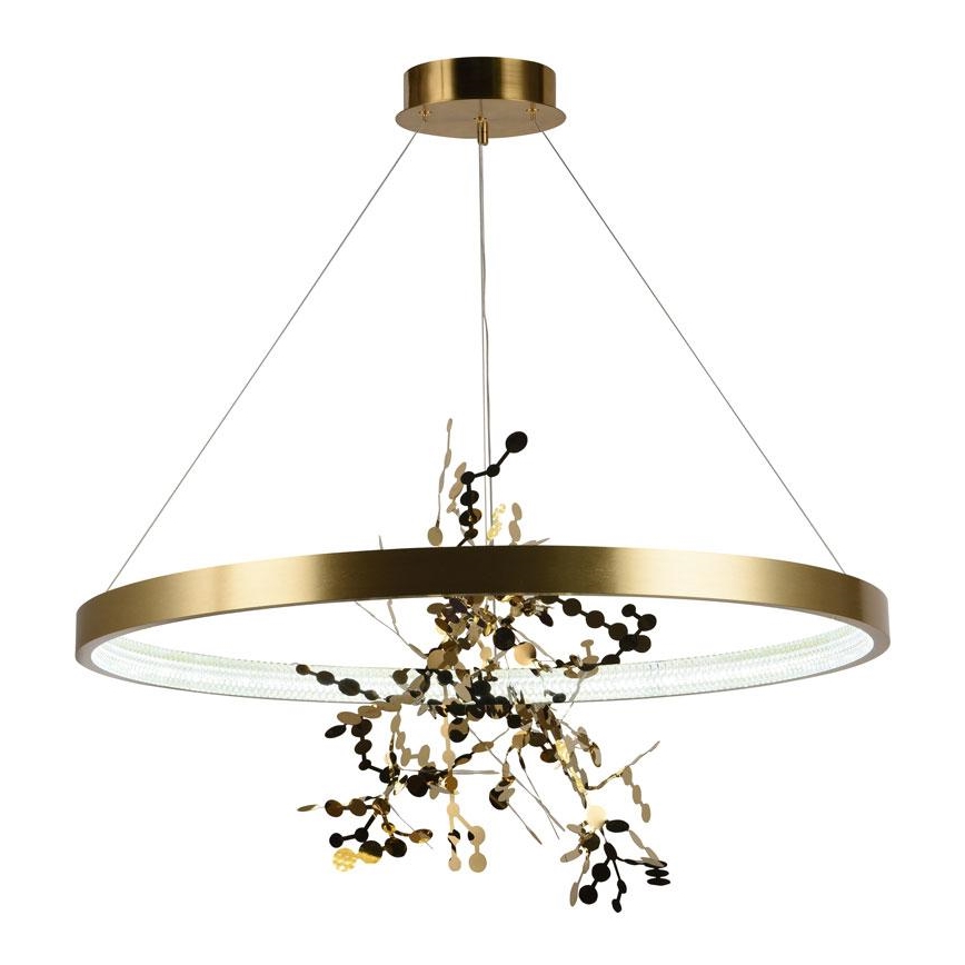 LED ljusreglerad ljuskrona på textilsladd LED/55W/230V 3000-6500K guld + fjärrkontroll