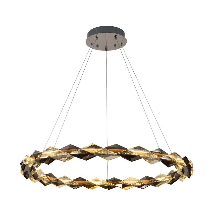 LED Dimbar kristallkronkrona på snöre LED/55W/230V 3000-6500K skinande krom + fjärrkontroll