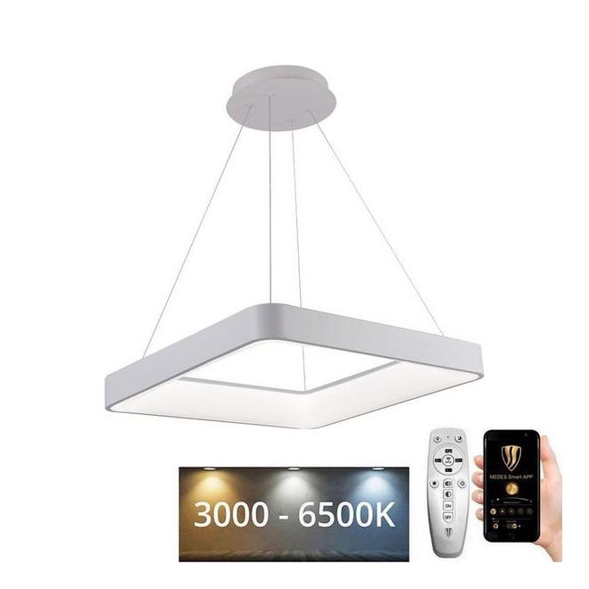 LED ljusreglerad ljuskrona på textilsladd LED/55W/230V 3000-6500K vit + fjärrkontroll