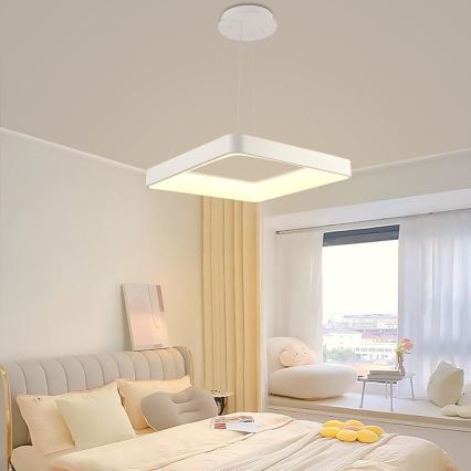 LED ljusreglerad ljuskrona på textilsladd LED/55W/230V 3000-6500K vit + fjärrkontroll