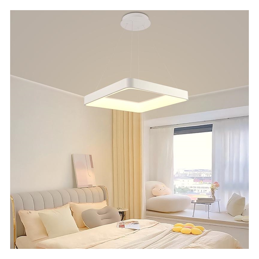 LED ljusreglerad ljuskrona på textilsladd LED/55W/230V 3000-6500K vit + fjärrkontroll