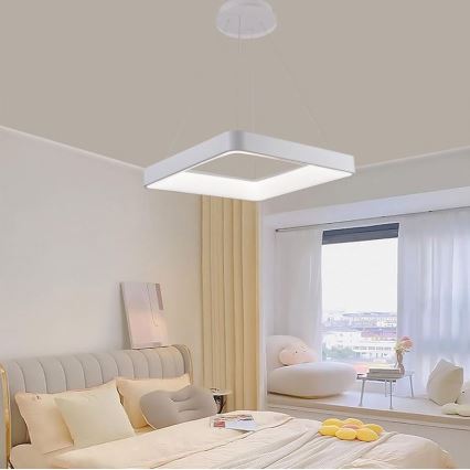LED ljusreglerad ljuskrona på textilsladd LED/55W/230V 3000-6500K vit + fjärrkontroll