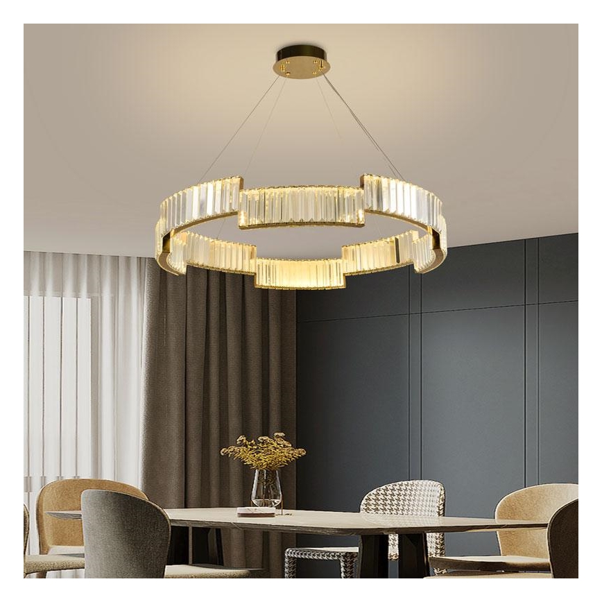 LED Ljusreglerad kristall ljuskrona på snöre LED/60W/230V 3000-6500K guld + fjärrkontroll