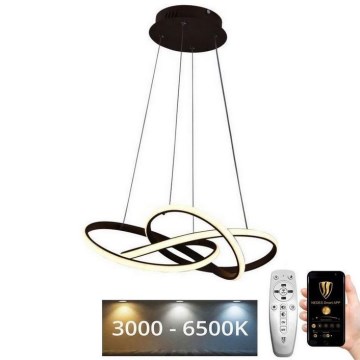 LED ljusreglerad ljuskrona på textilsladd LED/65W/230V 3000-6500K brun + fjärrkontroll