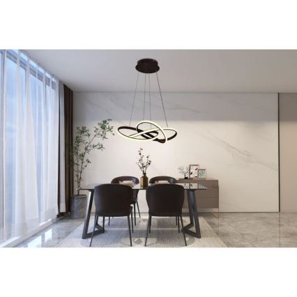 LED ljusreglerad ljuskrona på textilsladd LED/65W/230V 3000-6500K brun + fjärrkontroll