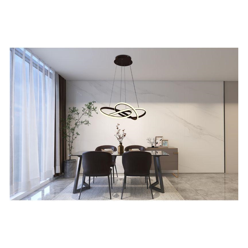 LED ljusreglerad ljuskrona på textilsladd LED/65W/230V 3000-6500K brun + fjärrkontroll