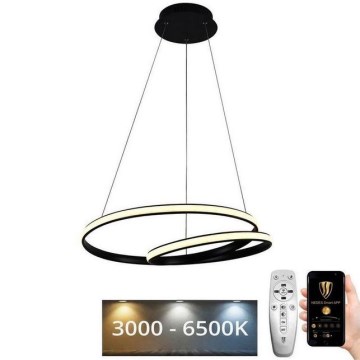 LED ljusreglerad ljuskrona på textilsladd LED/65W/230V 3000-6500K diameter 56 cm + fjärrkontroll