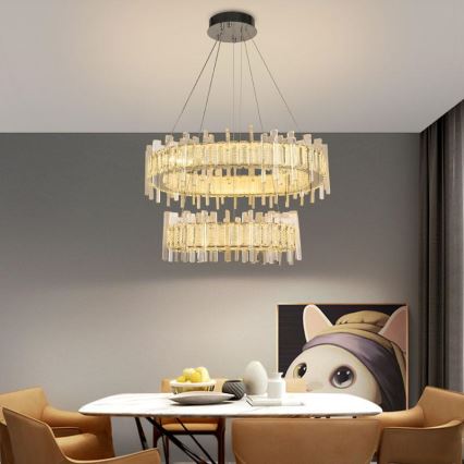 LED Ljusreglerad kristall ljuskrona på snöre LED/65W/230V 3000-6500K + fjärrkontroll