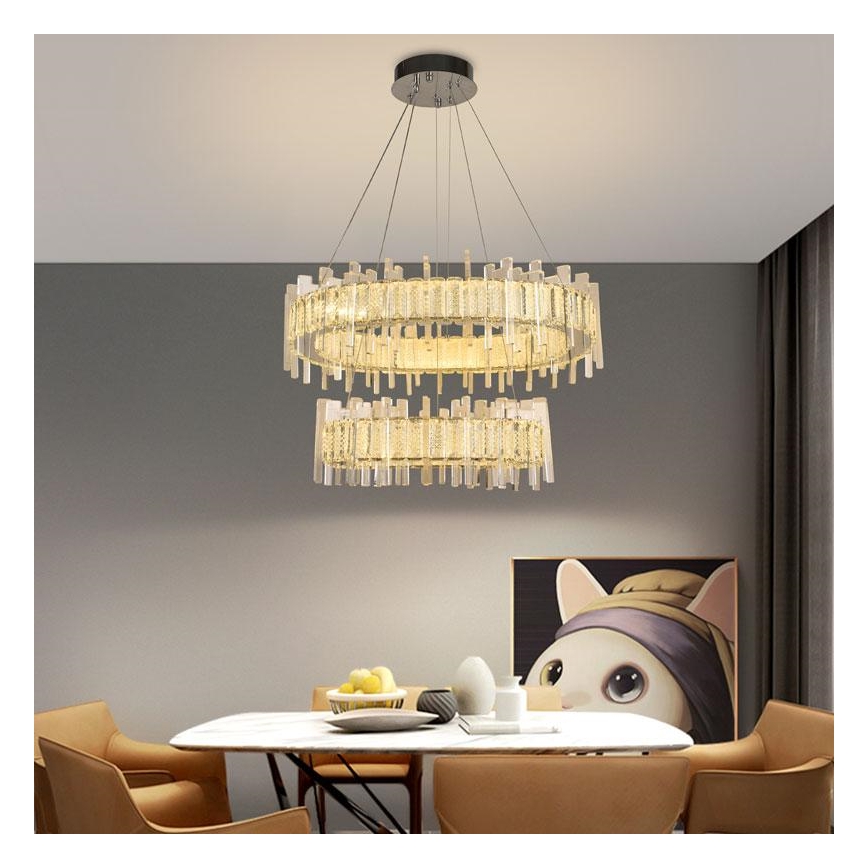LED Ljusreglerad kristall ljuskrona på snöre LED/65W/230V 3000-6500K + fjärrkontroll