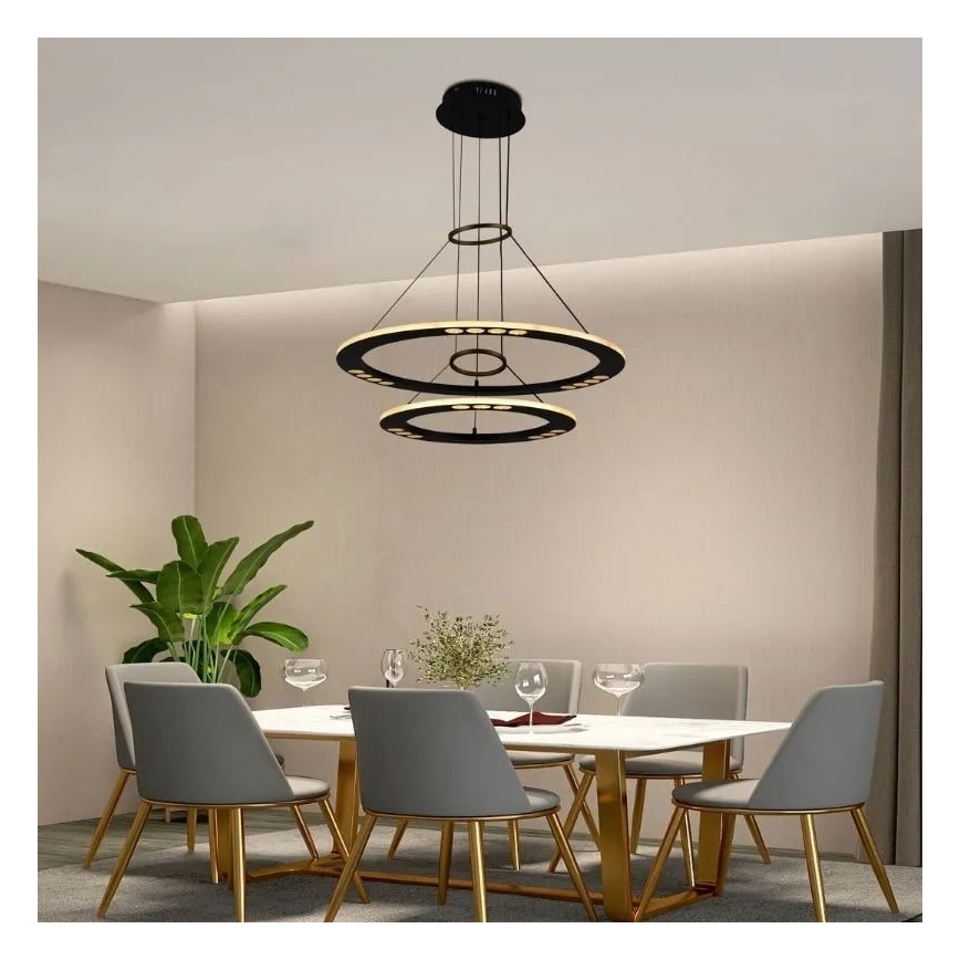 LED ljusreglerad ljuskrona på textilsladd LED/65W/230V 3000-6500K + fjärrkontroll
