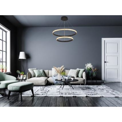 LED ljusreglerad ljuskrona på textilsladd LED/65W/230V 3000-6500K + fjärrkontroll