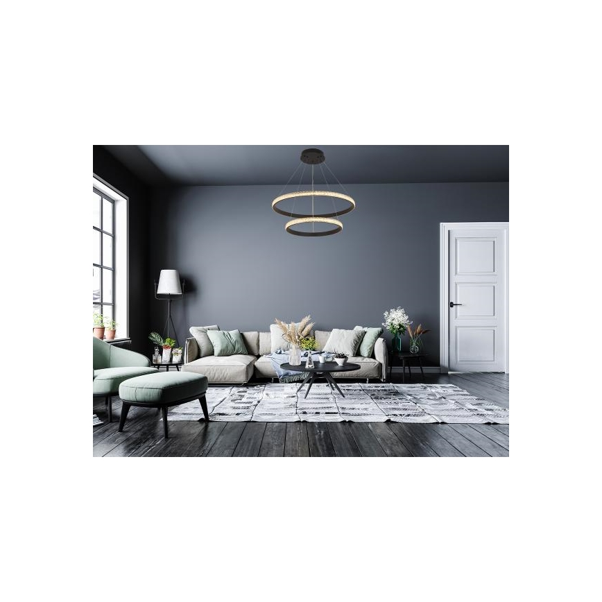 LED ljusreglerad ljuskrona på textilsladd LED/65W/230V 3000-6500K + fjärrkontroll