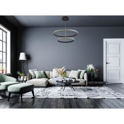 LED ljusreglerad ljuskrona på textilsladd LED/65W/230V 3000-6500K + fjärrkontroll