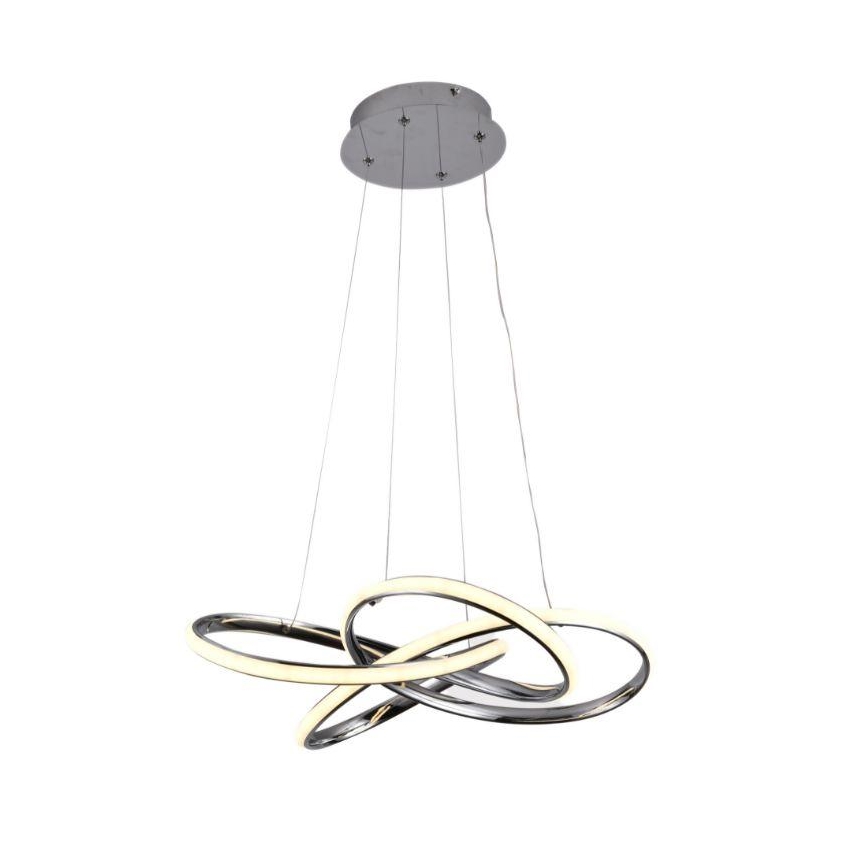 LED ljusreglerad ljuskrona på textilsladd LED/65W/230V 3000-6500K diameter 48 cm grå + fjärrkontroll