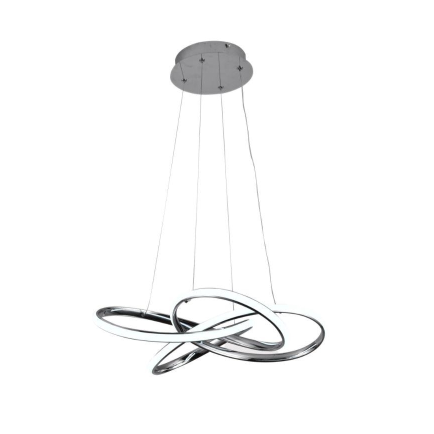 LED ljusreglerad ljuskrona på textilsladd LED/65W/230V 3000-6500K diameter 48 cm grå + fjärrkontroll