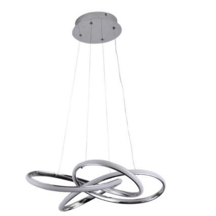 LED ljusreglerad ljuskrona på textilsladd LED/65W/230V 3000-6500K diameter 48 cm grå + fjärrkontroll