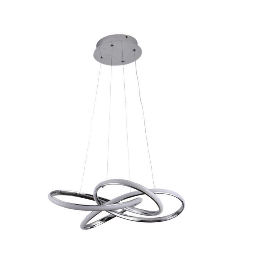 LED ljusreglerad ljuskrona på textilsladd LED/65W/230V 3000-6500K diameter 48 cm grå + fjärrkontroll