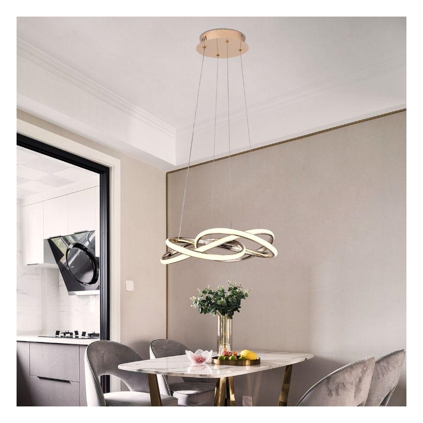 LED ljusreglerad ljuskrona på textilsladd LED/65W/230V 3000-6500K guld + fjärrkontroll
