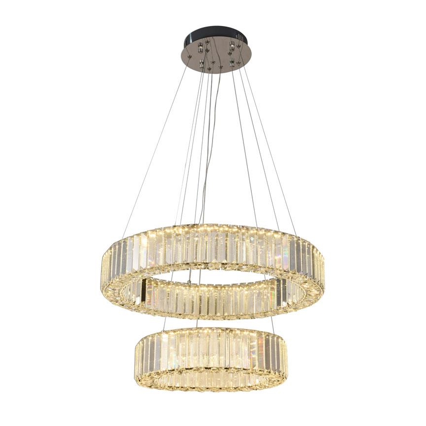 LED Dimbar kristallkronkrona på snöre LED/65W/230V 3000-6500K skinande krom + fjärrkontroll