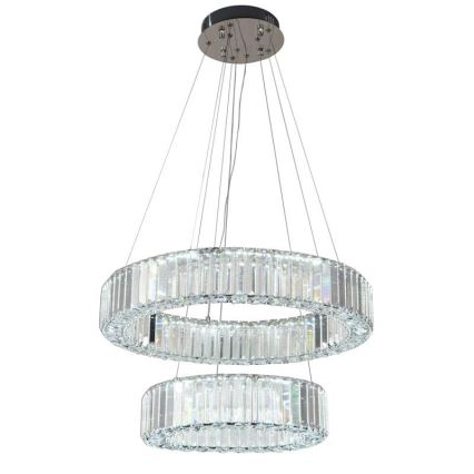 LED Dimbar kristallkronkrona på snöre LED/65W/230V 3000-6500K skinande krom + fjärrkontroll