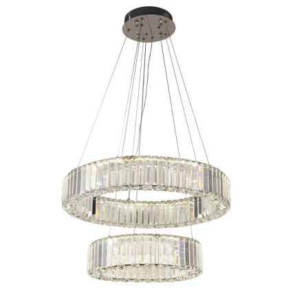 LED Dimbar kristallkronkrona på snöre LED/65W/230V 3000-6500K skinande krom + fjärrkontroll