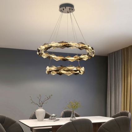 LED Dimbar kristallkronkrona på snöre LED/65W/230V 3000-6500K skinande krom + fjärrkontroll