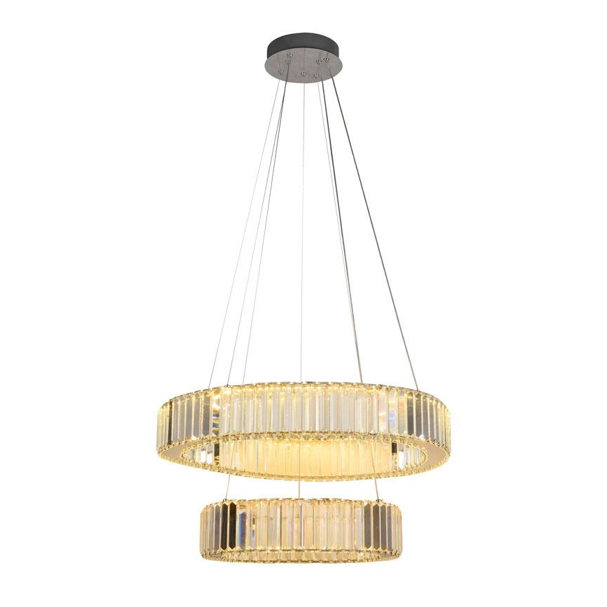 LED Dimbar kristallkronkrona på snöre LED/65W/230V 3000-6500K skinande krom + fjärrkontroll