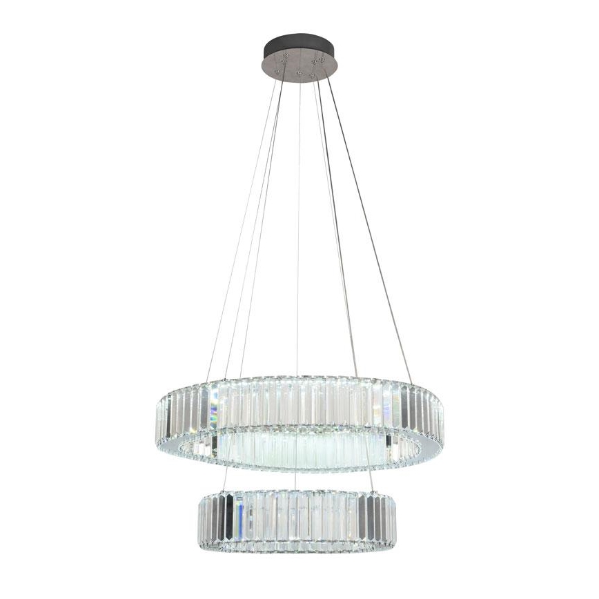 LED Dimbar kristallkronkrona på snöre LED/65W/230V 3000-6500K skinande krom + fjärrkontroll