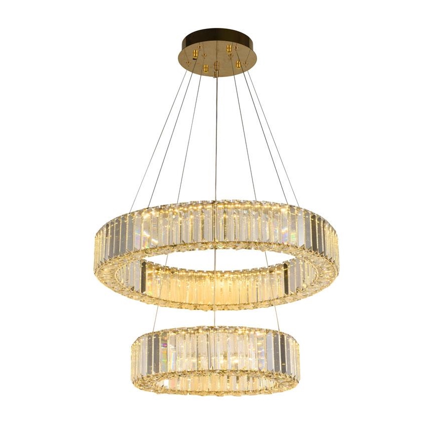 LED Ljusreglerad kristall ljuskrona på snöre LED/65W/230V 3000-6500K krom/guld + fjärrkontroll