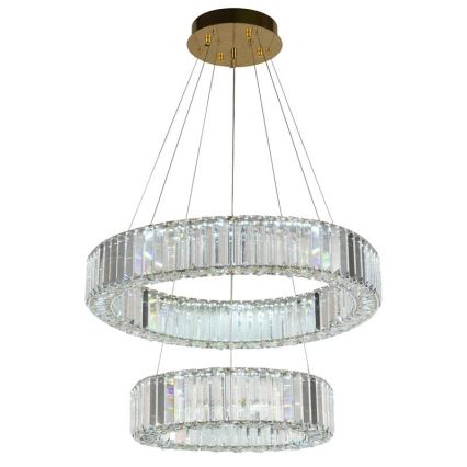 LED Ljusreglerad kristall ljuskrona på snöre LED/65W/230V 3000-6500K krom/guld + fjärrkontroll
