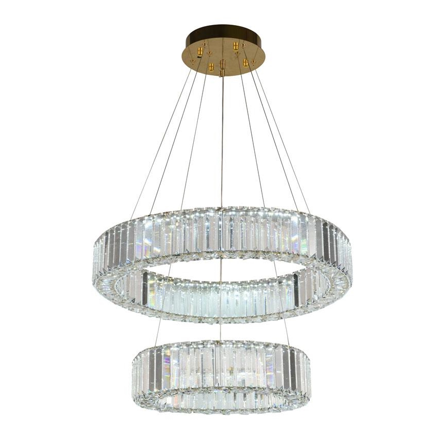 LED Ljusreglerad kristall ljuskrona på snöre LED/65W/230V 3000-6500K krom/guld + fjärrkontroll