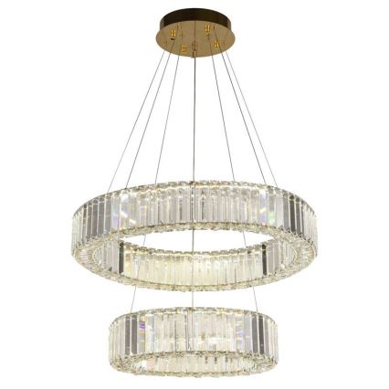 LED Ljusreglerad kristall ljuskrona på snöre LED/65W/230V 3000-6500K krom/guld + fjärrkontroll