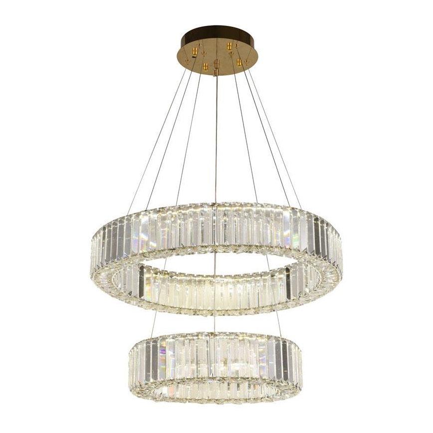 LED Ljusreglerad kristall ljuskrona på snöre LED/65W/230V 3000-6500K krom/guld + fjärrkontroll