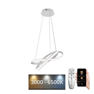 LED ljusreglerad ljuskrona på textilsladd LED/70W/230V 3000-6500K diameter 55 cm vit + fjärrkontroll