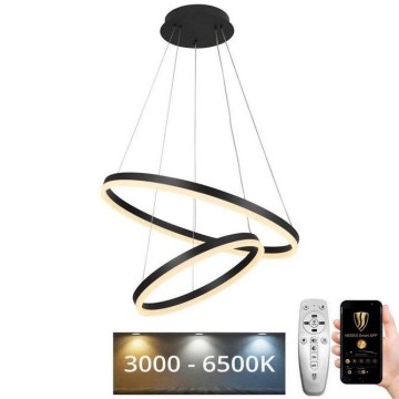 LED ljusreglerad ljuskrona på textilsladd LED/70W/230V 3000-6500K diameter 60 cm + fjärrkontroll