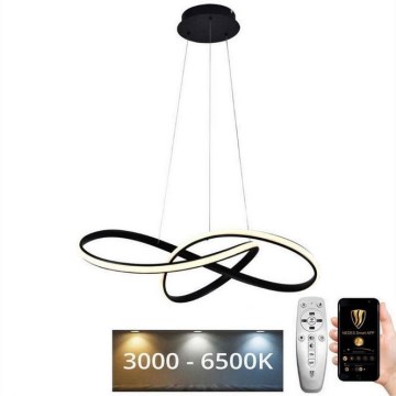 LED ljusreglerad ljuskrona på textilsladd LED/70W/230V 3000-6500K diameter 60 cm svart + fjärrkontroll