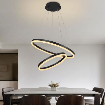 LED ljusreglerad ljuskrona på textilsladd LED/70W/230V 3000-6500K diameter 60 cm + fjärrkontroll