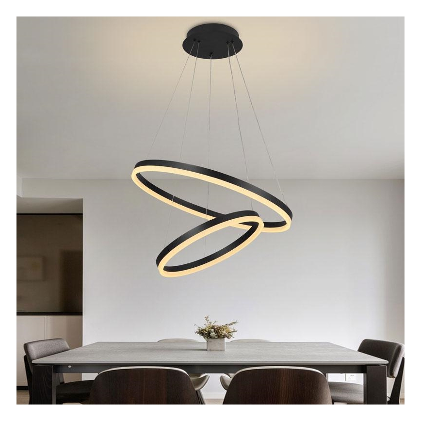 LED ljusreglerad ljuskrona på textilsladd LED/70W/230V 3000-6500K diameter 60 cm + fjärrkontroll