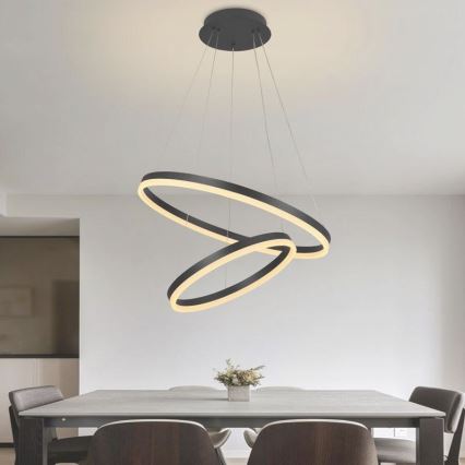 LED ljusreglerad ljuskrona på textilsladd LED/70W/230V 3000-6500K diameter 60 cm + fjärrkontroll