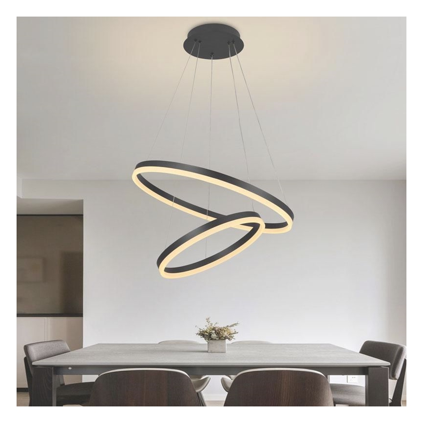 LED ljusreglerad ljuskrona på textilsladd LED/70W/230V 3000-6500K diameter 60 cm + fjärrkontroll