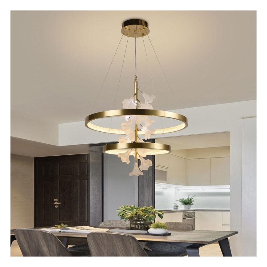 LED ljusreglerad ljuskrona på textilsladd LED/70W/230V 3000-6500K + fjärrkontroll