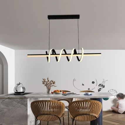LED ljusreglerad ljuskrona på textilsladd LED/70W/230V 3000-6500K + fjärrkontroll
