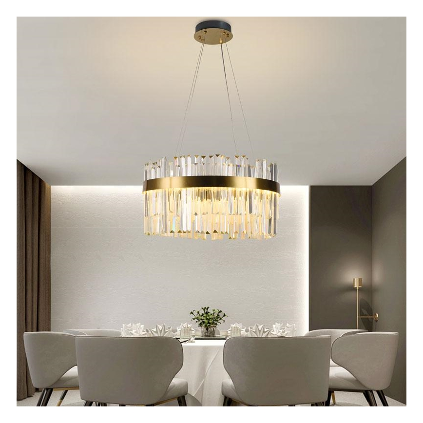 LED Ljusreglerad kristall ljuskrona på snöre LED/70W/230V 3000-6500K guld + fjärrkontroll