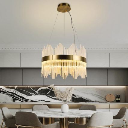 LED Ljusreglerad kristall ljuskrona på snöre LED/70W/230V 3000-6500K guld + fjärrkontroll