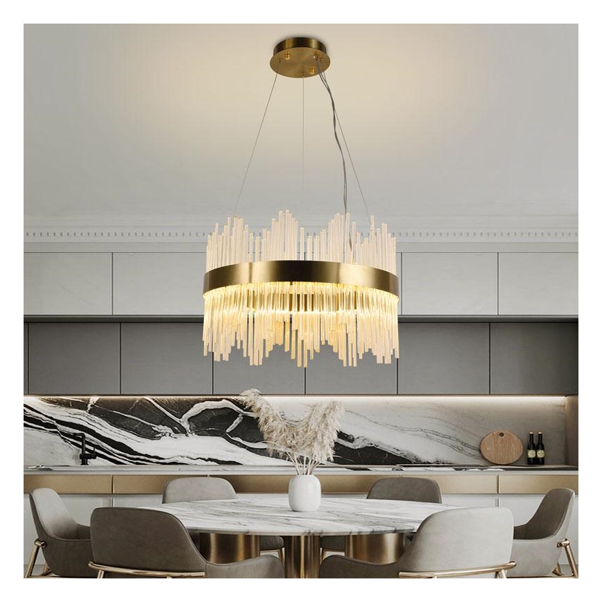 LED Ljusreglerad kristall ljuskrona på snöre LED/70W/230V 3000-6500K guld + fjärrkontroll
