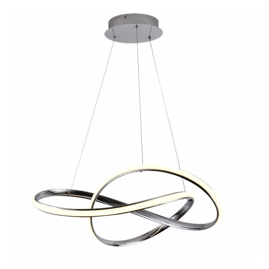 LED ljusreglerad ljuskrona på textilsladd LED/70W/230V 3000-6500K diameter 60 cm skinande krom + fjärrkontroll
