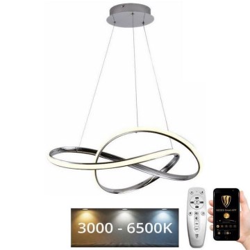 LED ljusreglerad ljuskrona på textilsladd LED/70W/230V 3000-6500K skinande krom + fjärrkontroll