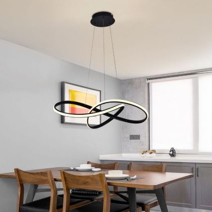 LED ljusreglerad ljuskrona på textilsladd LED/70W/230V 3000-6500K svart + fjärrkontroll